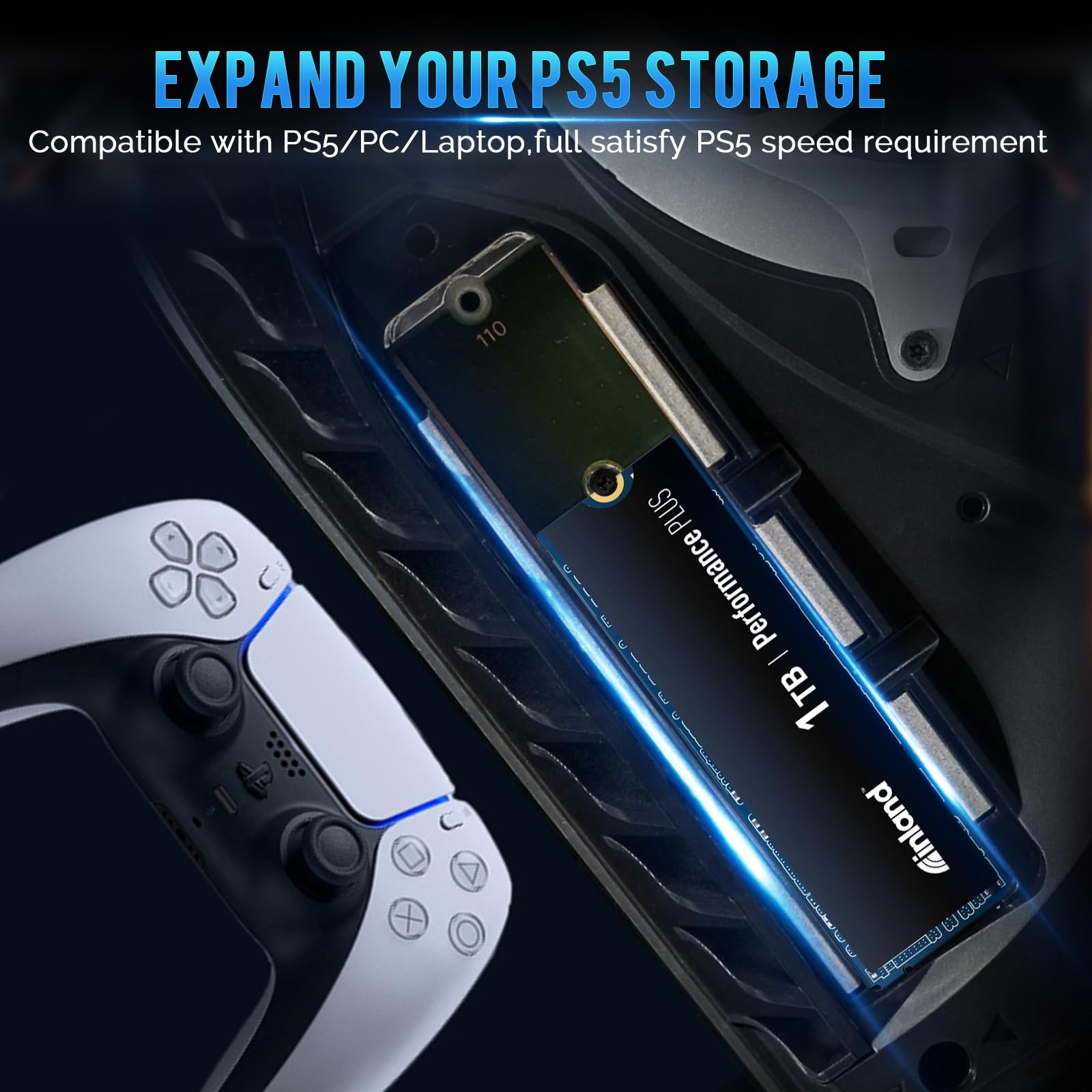 INLAND 1TB Performance Plus NVMe Internal Gaming SSD Solid State Drive Optimized for PS5 - Gen4 PCIe, M.2 2280, DRAM Cache, TLC 3D NAND Flash, Up to 7000MB/s - Image 6