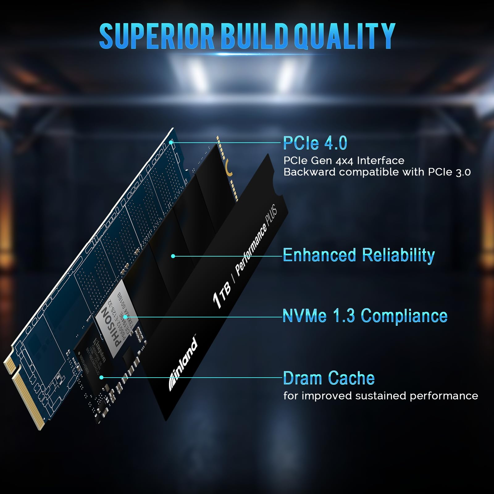 INLAND 1TB Performance Plus NVMe Internal Gaming SSD Solid State Drive Optimized for PS5 - Gen4 PCIe, M.2 2280, DRAM Cache, TLC 3D NAND Flash, Up to 7000MB/s - Image 7