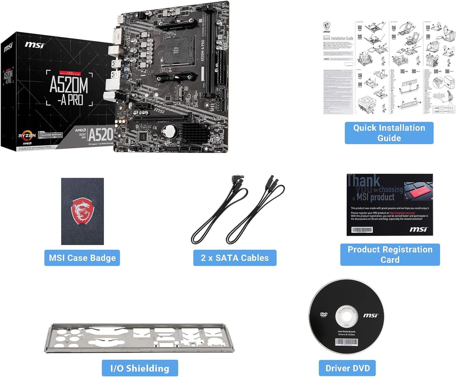 INLAND AMD Ryzen 5 4500 Unlocked Desktop Processor with MSI A520M-A PRO Gaming Motherboard (AMD AM4, DDR4, PCIe 4.0, Micro-ATX), - Image 7