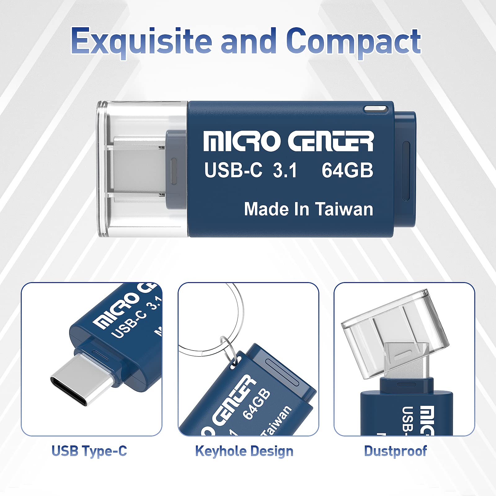 INLAND Micro Center Super Speed 2 Pack 64GB Type-C USB 3.0/USB 3.1 Gen 1 Mini Flash Drive Memory Stick Thumb Drive - Image 3