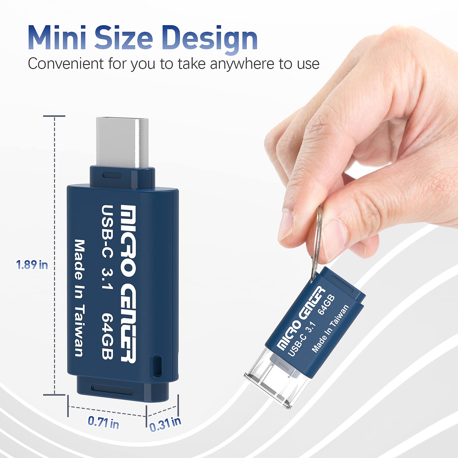 INLAND Micro Center Super Speed 2 Pack 64GB Type-C USB 3.0/USB 3.1 Gen 1 Mini Flash Drive Memory Stick Thumb Drive - Image 7