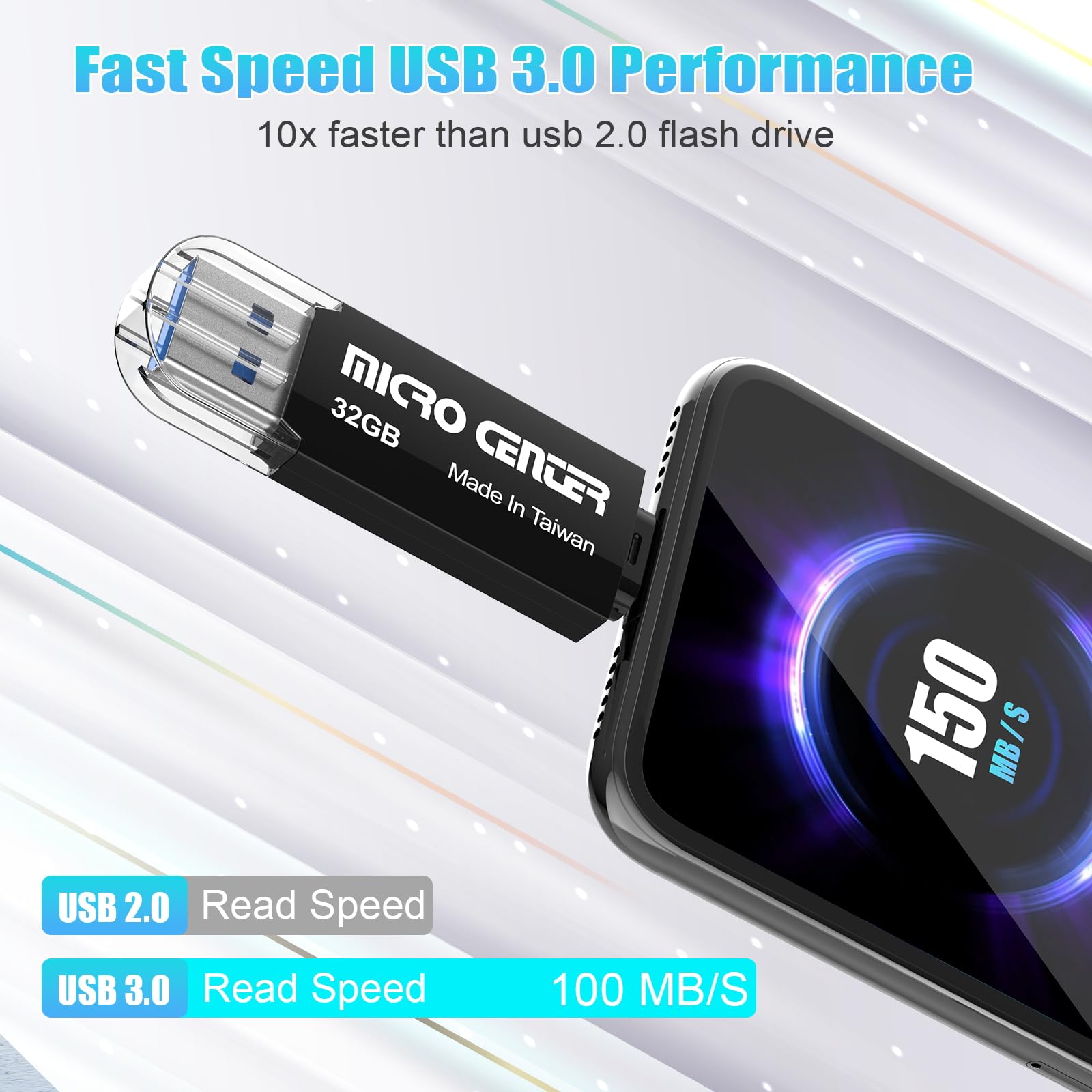 INLAND Micro Center SuperSpeed 2 Pack 32GB Dual Drive up to 100MB/s Type C & Type A 2-in-1 USB 3.0 Flash Drive Thumb Drive Memory Storage Stick for Android Computers MacBook Tablets PC,Brown - Image 3