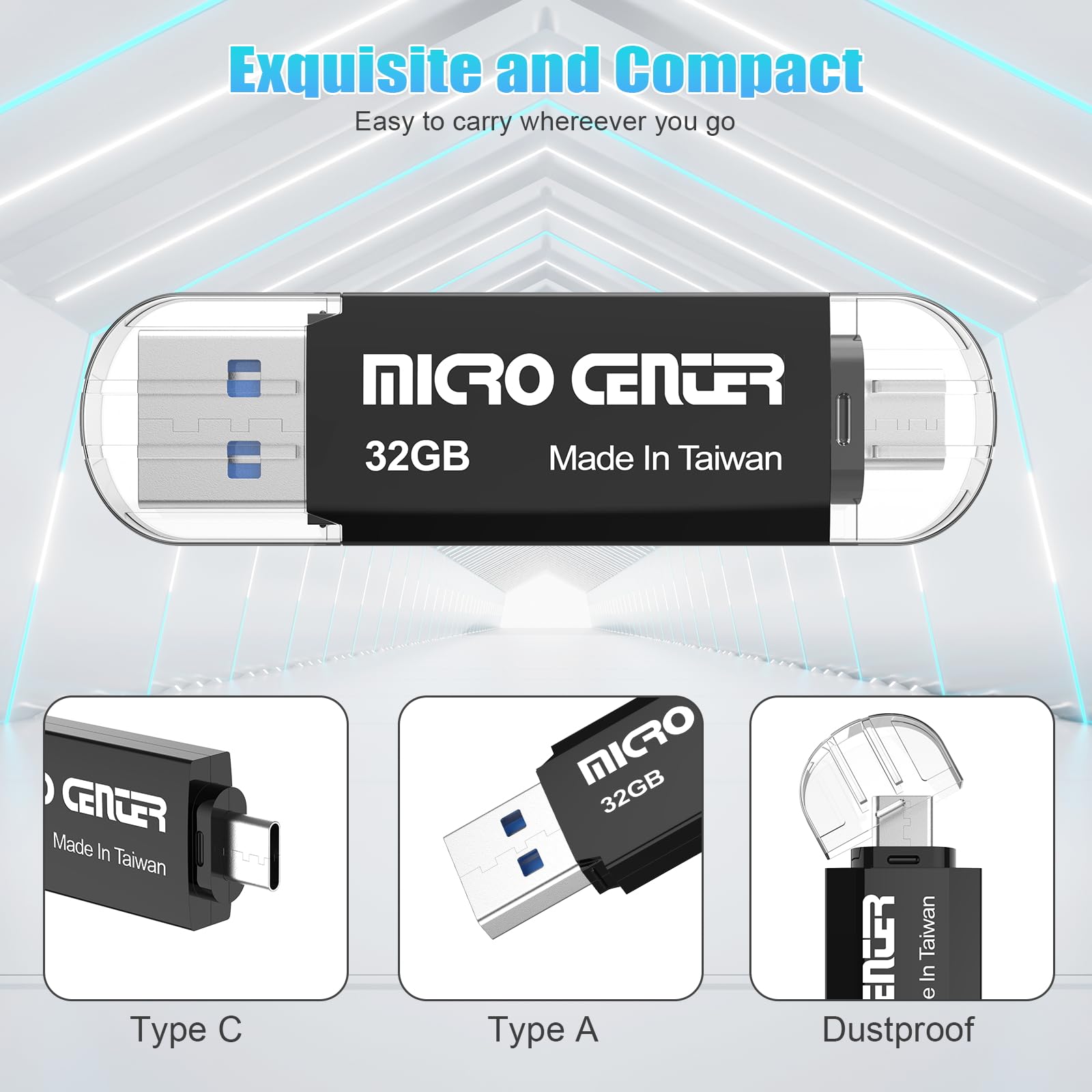 INLAND Micro Center SuperSpeed 2 Pack 32GB Dual Drive up to 100MB/s Type C & Type A 2-in-1 USB 3.0 Flash Drive Thumb Drive Memory Storage Stick for Android Computers MacBook Tablets PC,Brown - Image 6