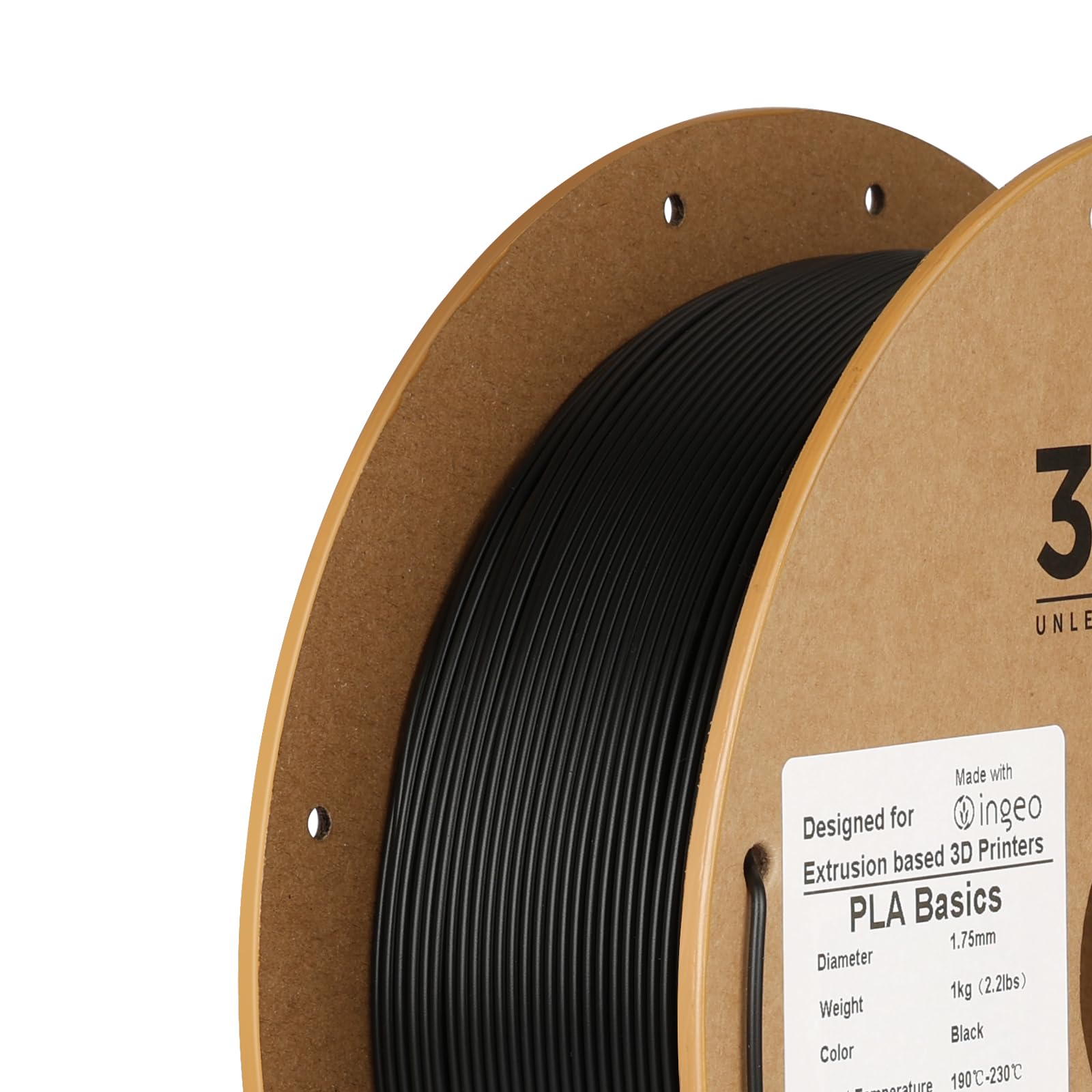 Inland PLA Basics Filament 1.75mm, 1kg Spool – Dimensional Accuracy ±0.02mm, Neatly Wound, Fits Most FDM 3D Printers (Black, 1 Pack) - Image 4