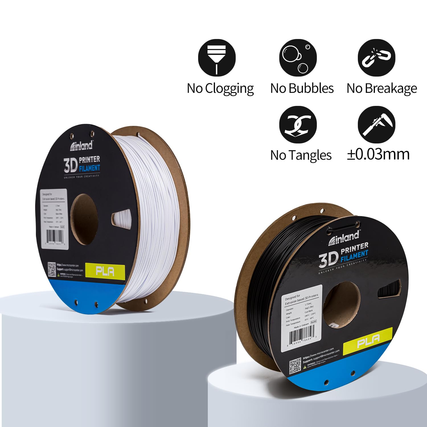 Inland PLA Filament 1.75mm Black 1KG, 3D Printer Filament Dimensional Accuracy +/- 0.02mm, 1kg Spool (2.2lbs) Fits Most FDM 3D Printers (Coal Black, 1 Pack) - Image 5