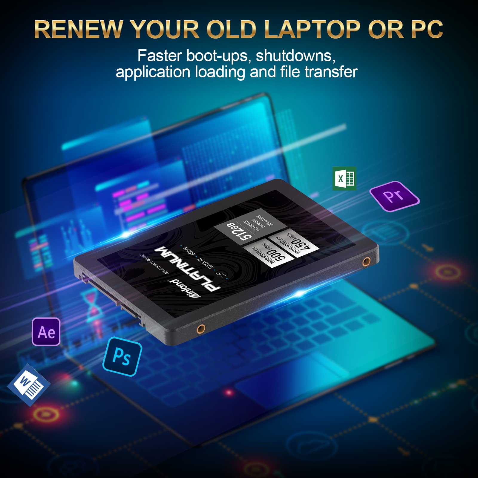 INLAND Platinum 512GB SSD SATA III 6Gb/s 2.5" 7mm TLC 3D NAND Internal Solid State Drive (512GB) - Image 5