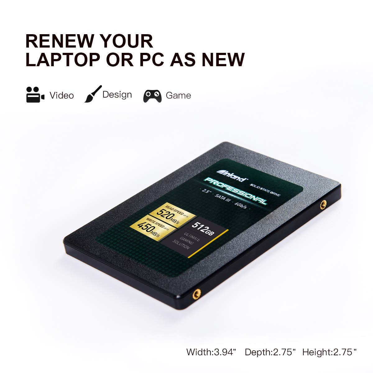 INLAND Professional 512GB SSD 3D TLC NAND SATA III 6Gb/s 2.5" 7mm Internal Solid State Drive (512GB) - Image 4