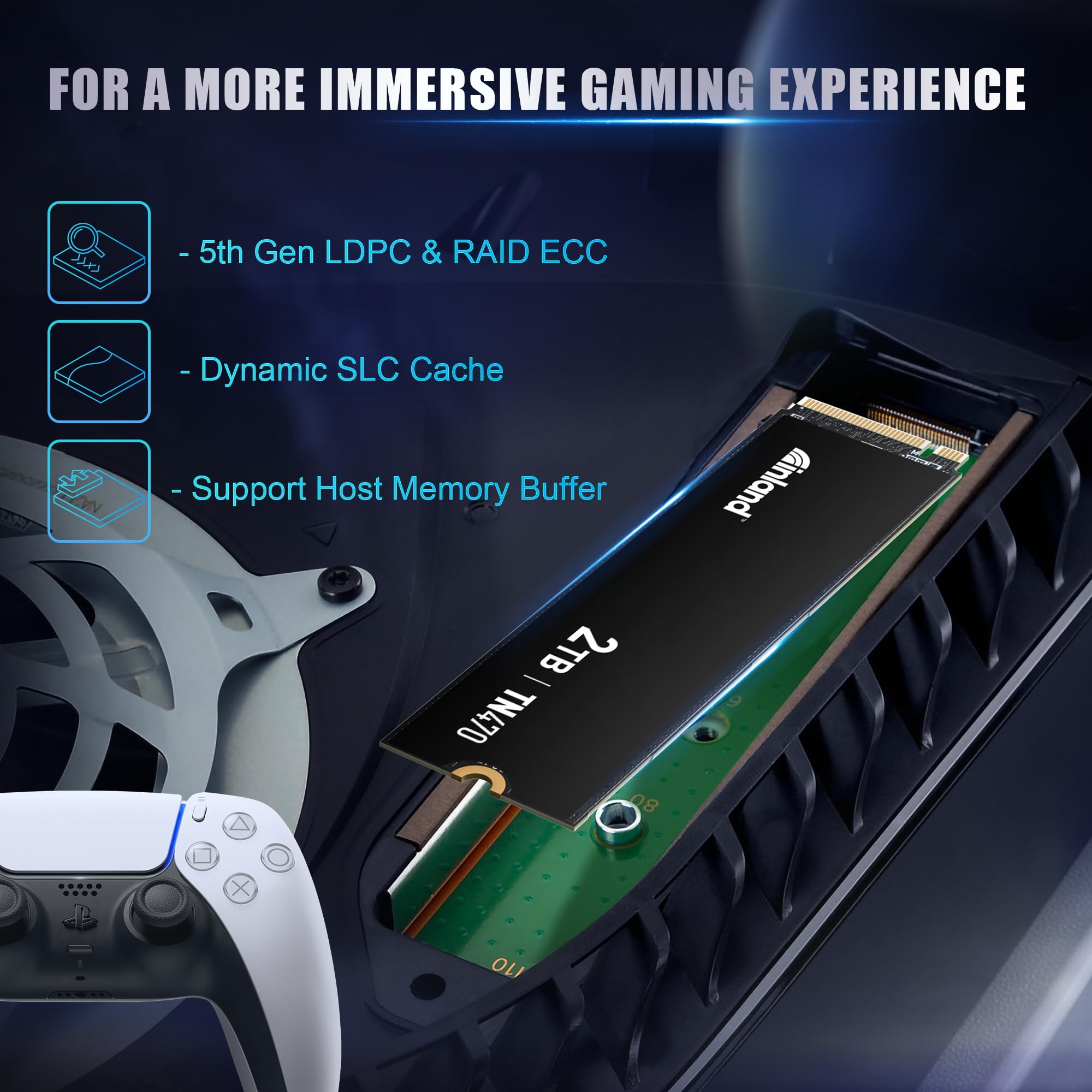 INLAND TN470 SSD 2TB Gen4 NVMe M.2 Internal Gaming Solid State Drive, Up to 7,200MB/s, Storage and Memory for Laptop & PC Desktop - Image 3