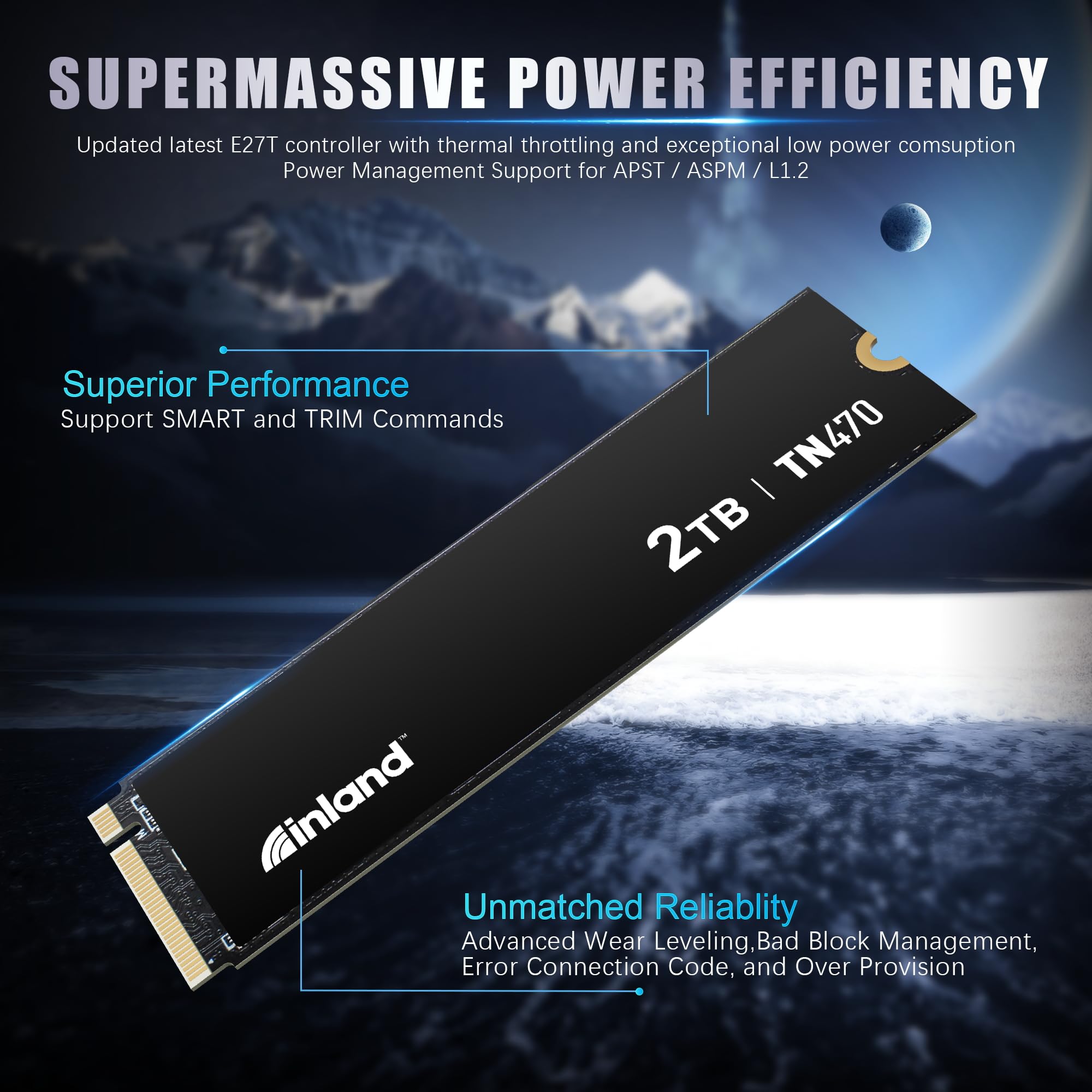 INLAND TN470 SSD 2TB Gen4 NVMe M.2 Internal Gaming Solid State Drive, Up to 7,200MB/s, Storage and Memory for Laptop & PC Desktop - Image 4