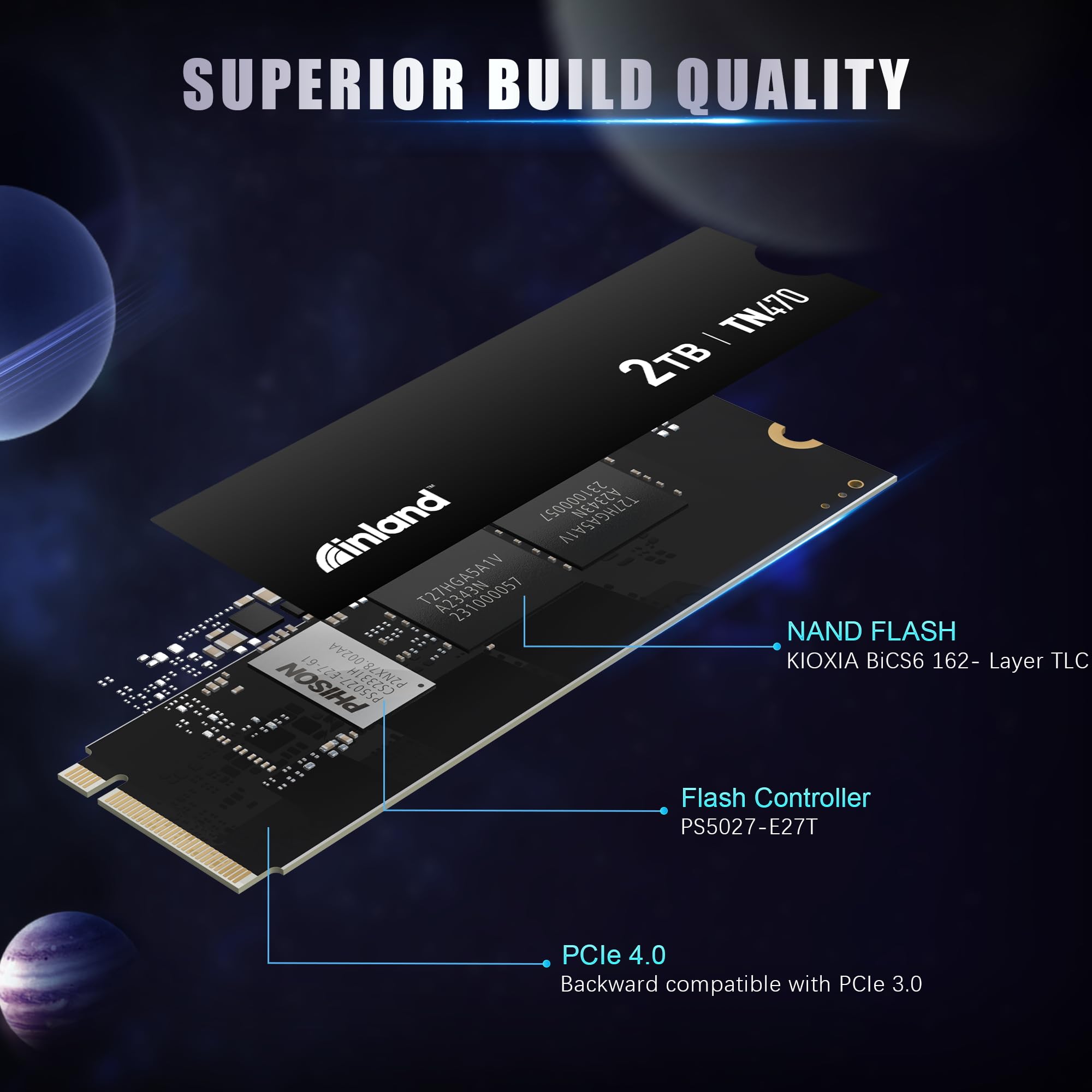 INLAND TN470 SSD 2TB Gen4 NVMe M.2 Internal Gaming Solid State Drive, Up to 7,200MB/s, Storage and Memory for Laptop & PC Desktop - Image 5