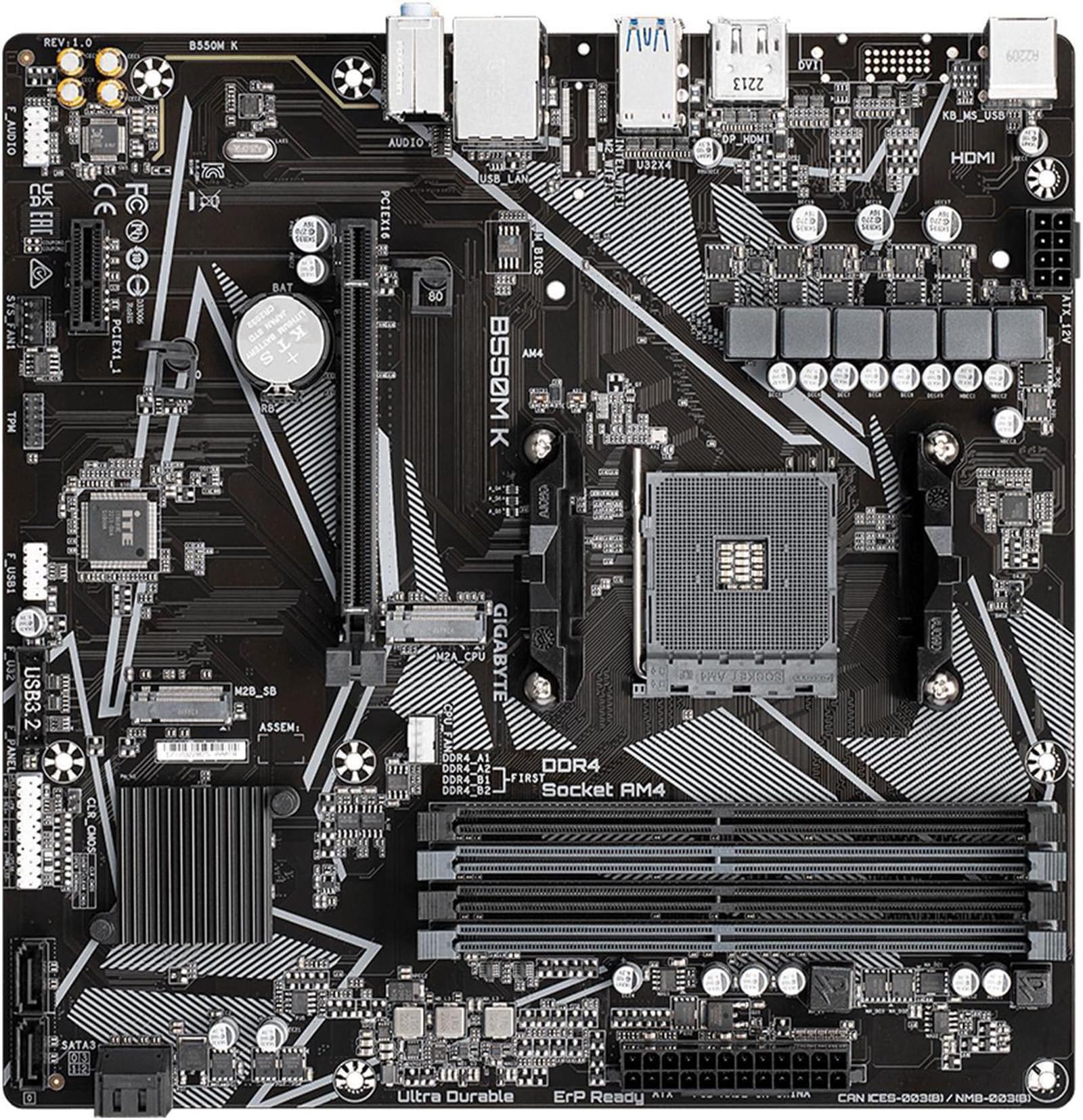 Micro Center AMD Ryzen 5 4500 Desktop Processor with GIGABYTE B550M K Motherboard (Micro-ATX, DDR4, Dual M.2, SATA 6Gb/s, PCIe 4.0) - Image 5