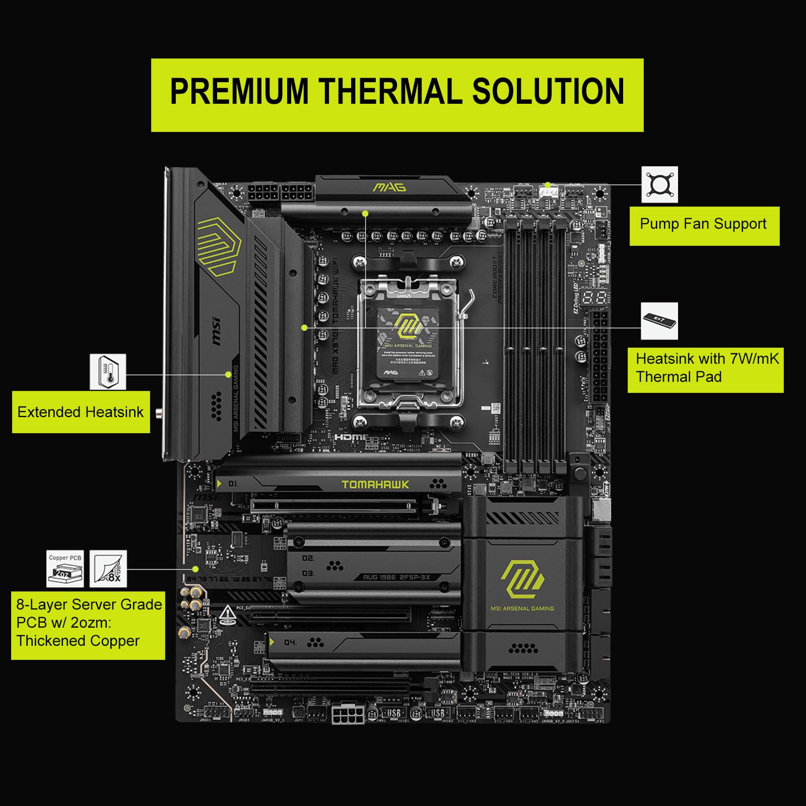 Micro Center AMD Ryzen 9 9900X CPU Processor with MSI MAG X870E Tomahawk WiFi ATX Motherboard (DDR5, PCIe 5.0 x16, M.2 Gen5, Wi-Fi 7, 5G LAN) - Image 5