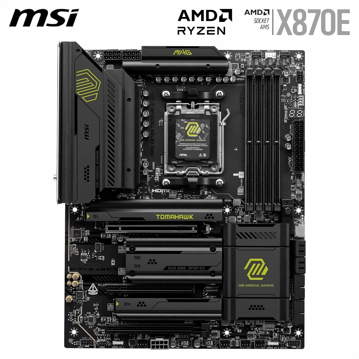Micro Center AMD Ryzen 9 9900X CPU Processor with MSI MAG X870E Tomahawk WiFi ATX Motherboard (DDR5, PCIe 5.0 x16, M.2 Gen5, Wi-Fi 7, 5G LAN) - Image 6
