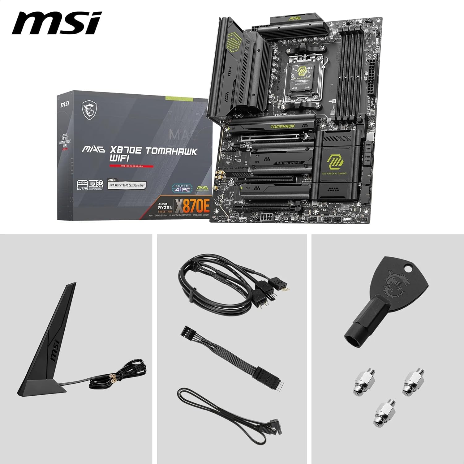 Micro Center AMD Ryzen 9 9900X CPU Processor with MSI MAG X870E Tomahawk WiFi ATX Motherboard (DDR5, PCIe 5.0 x16, M.2 Gen5, Wi-Fi 7, 5G LAN) - Image 8