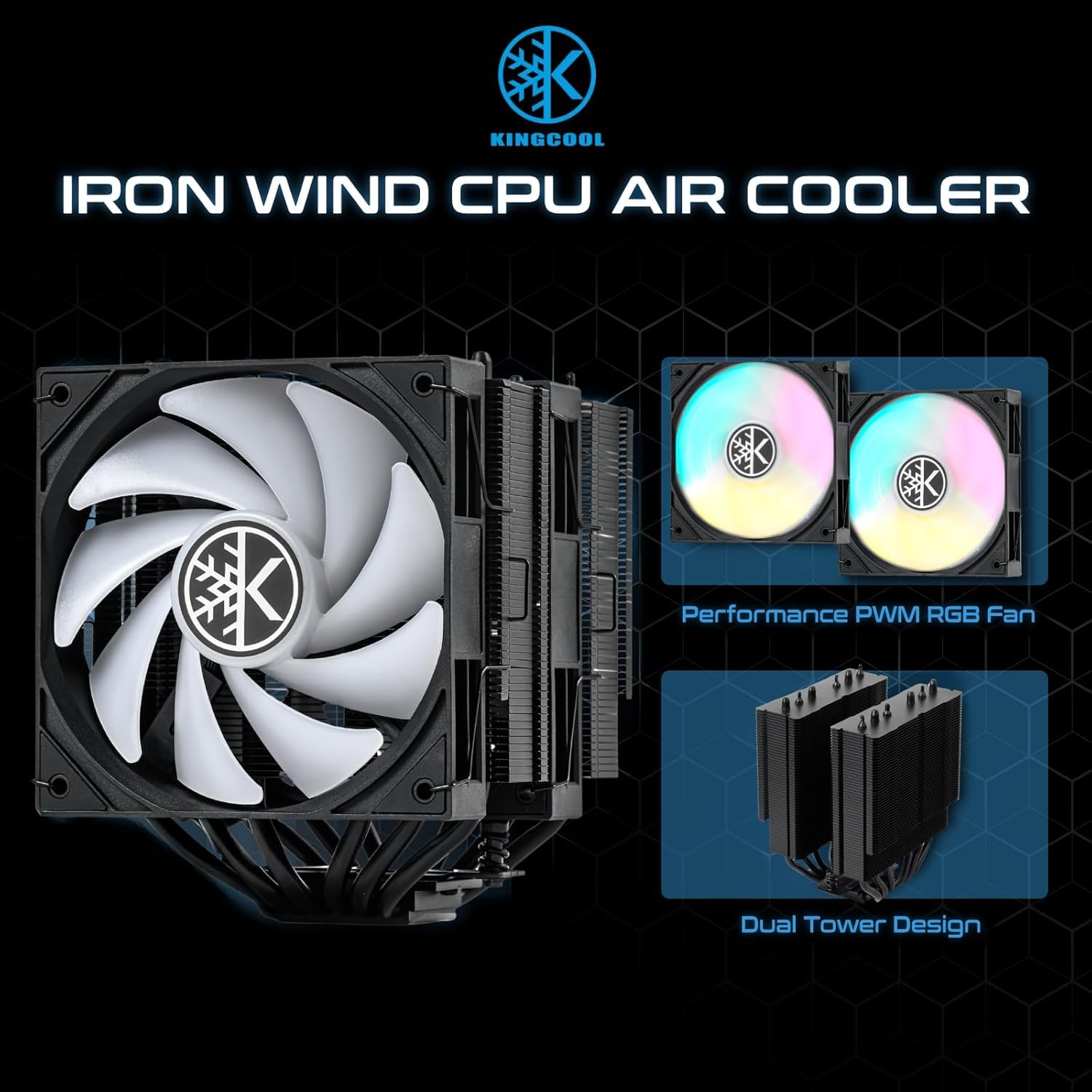 MICRO CENTER CPU Air Coolor Combo - AMD Ryzen 5 7600X CPU Processor with KINGCOOL Iron Wind 120mm ARGB CPU Air Cooler - Image 3