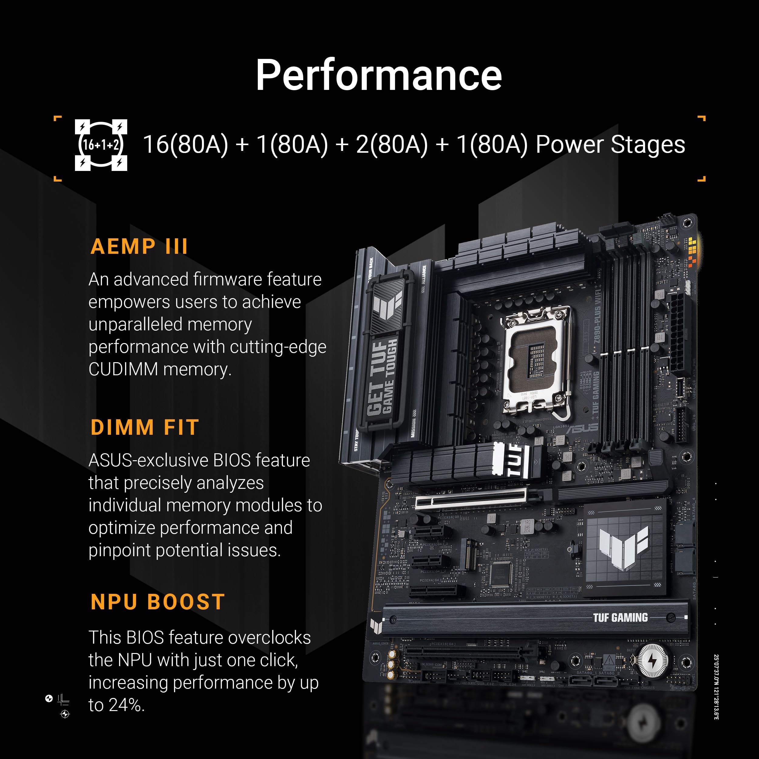 Micro Center CPU Motherboard Combo - Intel Core Ultra 7 265K 20-Cores Unlocked Desktop Processor with Asus Tuf Gaming Z890-Plus WiFi LGA 1851 ATX Motherboard - Image 6