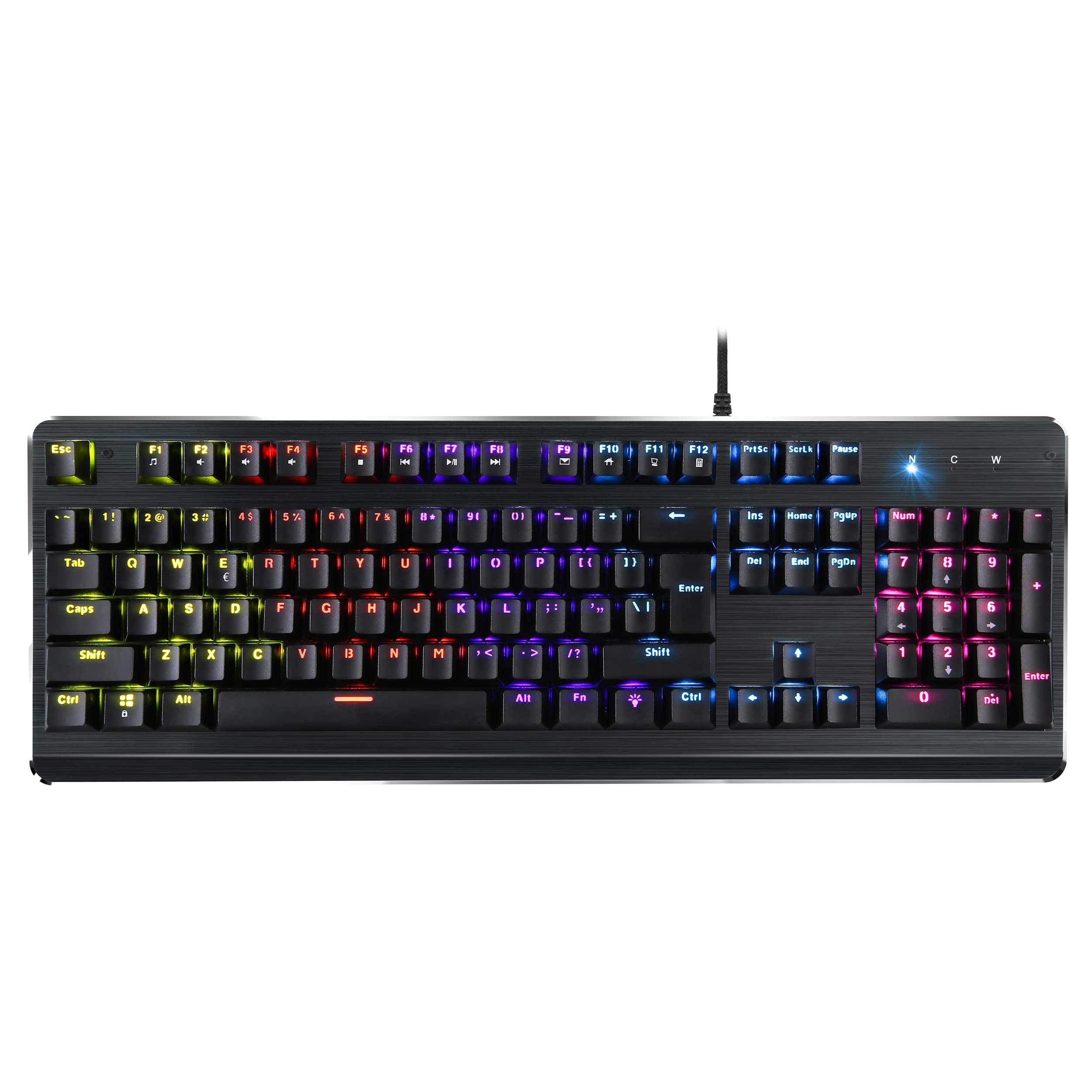 ProHT Rainbow LED Backlit USB Wired Keyboard with Blue Switches,Durable ABS Keycaps/Anti-Ghosting/Spill-Resistant Mechanical Keyboard for PC Mac Xbox Gamer - Image 3
